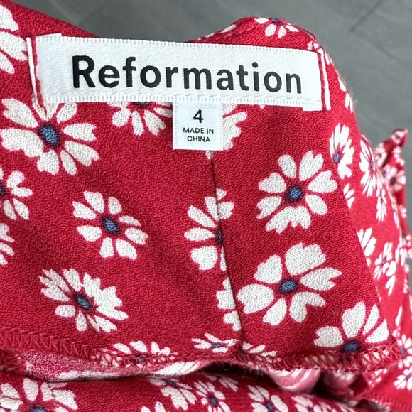 NWT REFORMATION CRIMINI DRESS JENNA Size 4 Red Floral Midi Summer Slit Boho Chic - Picture 8 of 16